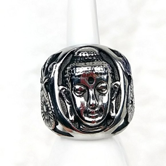 Buddha Ring Stainless Steel Hypoallergenic Unisex Ring - Picture 9 of 14